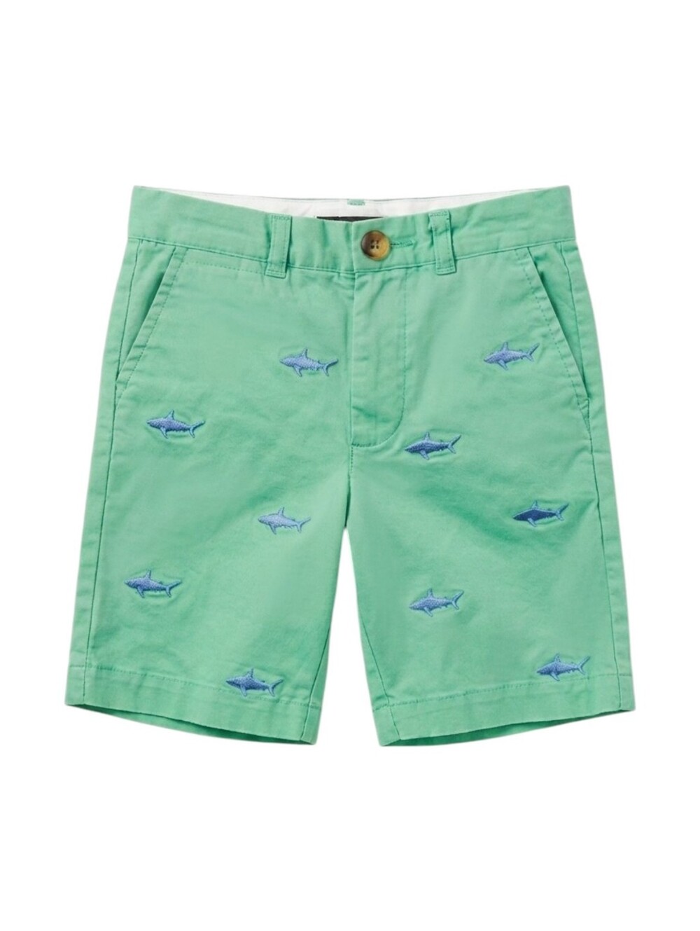 Elk American Classic Kids Green Blue Shark Embroidered Shorts Chino Boys Size 5
